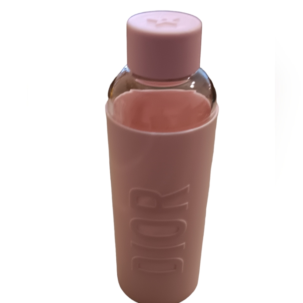 Authentic Dior Glass Water Bottle With Pink Silicone Sleeve - Picture 2 of 4